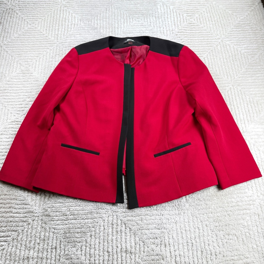 Evan-Picone Black Label Blazer XL Women's Red Black Office Work Minimalist Chic